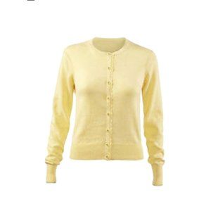 CAbi Womens Sunny Days Yellow Cardigan Sweater Size Medium Button Up